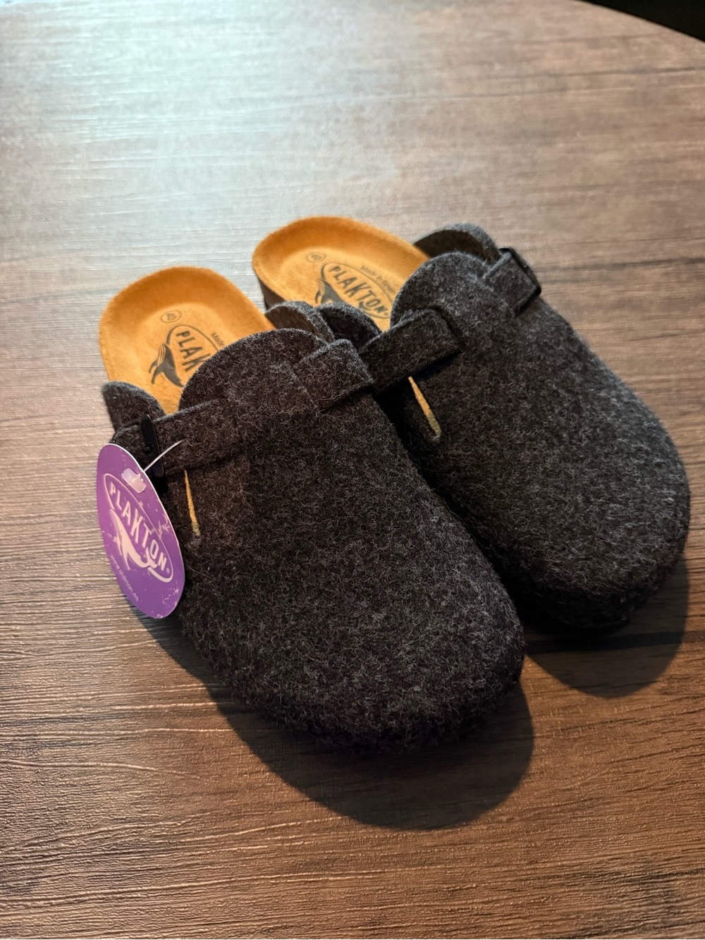 Wool felt clogs, Plakton, cork footbed slip-on - NWT